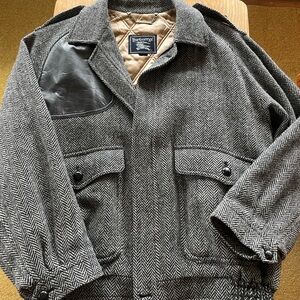 Vintage Burberry men’s wool and leather jacket